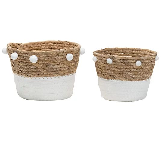 Foreside Home & Garden S/2 Natural Cattail Storage Baskets - QVC.com | QVC