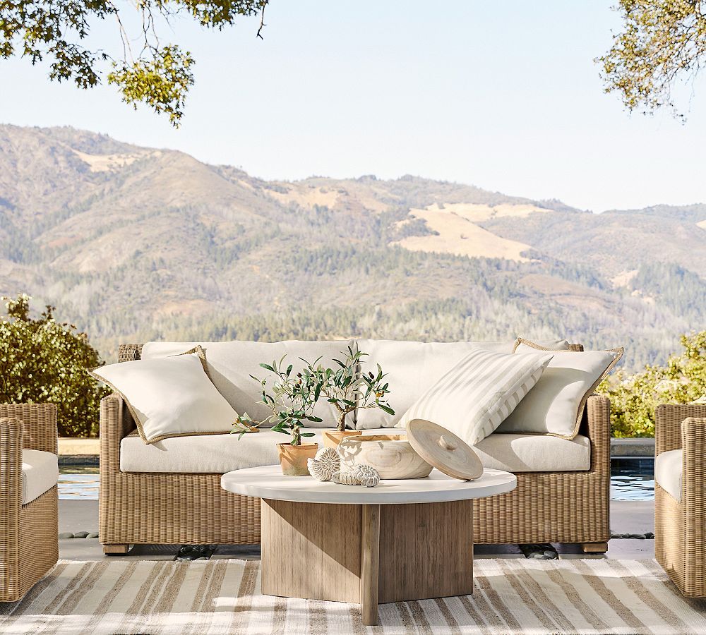 Hampton Wicker Outdoor Sofa | Pottery Barn (US)