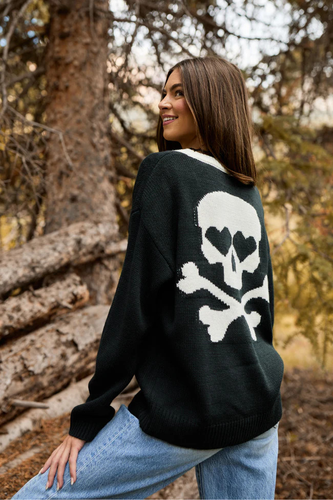 Annabelle Black and White Skull Cardigan SALE | Pink Lily