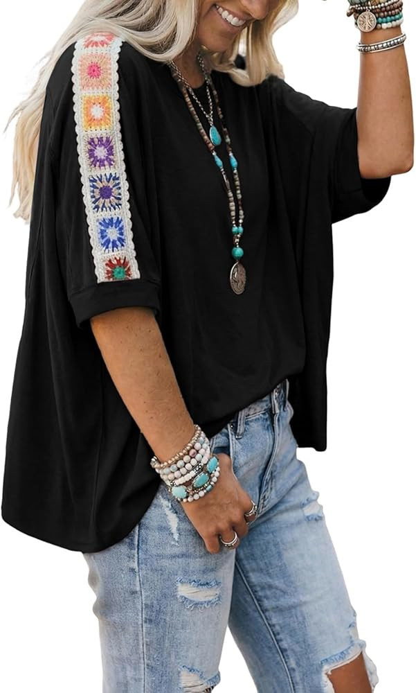 Dokotoo Women's Shirts Casual 2026 Beach Trendy Casual Summer Oversize Tops Vacation Embroidered ... | Amazon (US)