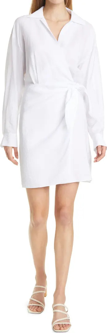 Wrap Front Long Sleeve Shirtdress | Nordstrom Rack
