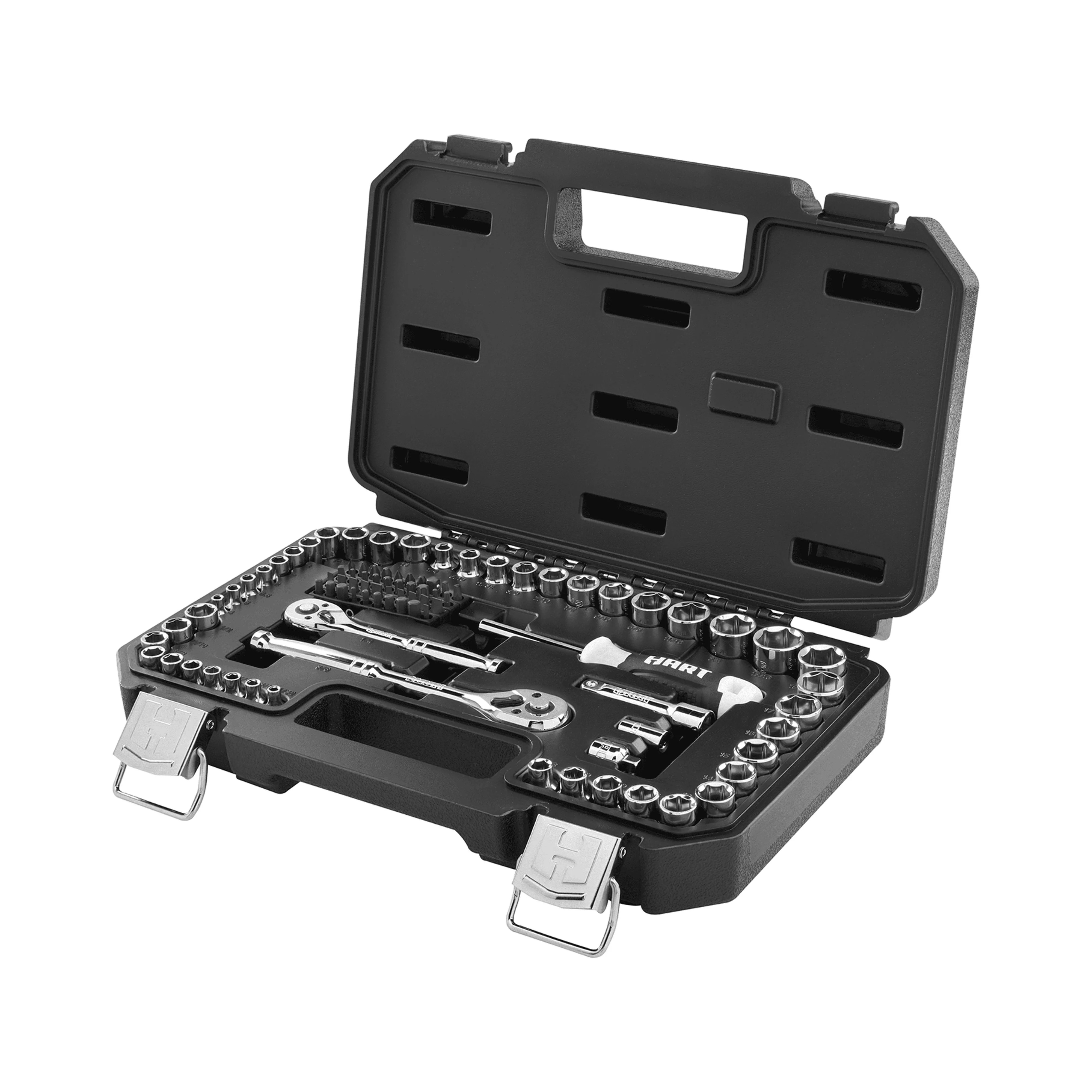 HART 90-Piece 1/4 and 3/8-inch Mechanics Tool Set, Chrome Finish | Walmart (US)