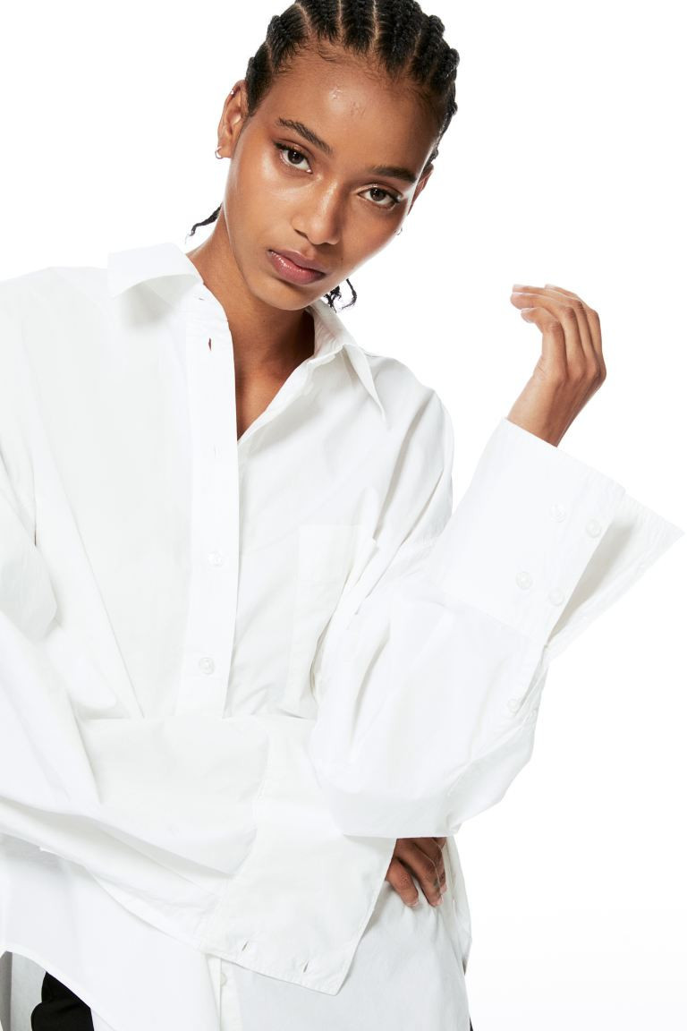 Oversized cotton shirt - White - Ladies | H&M GB | H&M (UK, MY, IN, SG, PH, TW, HK)