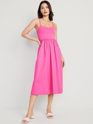 Fit & Flare Combination Midi Cami Dress for Women | Old Navy (CA)