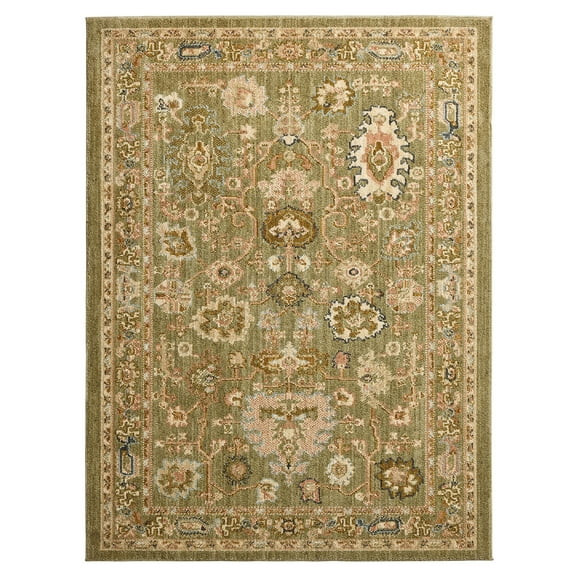 Better Homes and Garden Modern Oushak Low Pile Stain and Fade Resistant Indoor Area Rug, Green, 9... | Walmart (US)