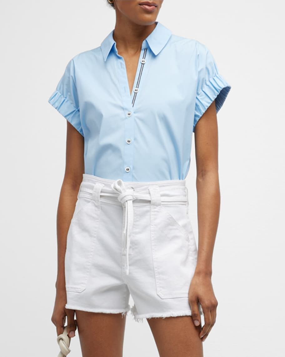 Veronica Beard Matera Button-Front Short Sleeve Shirt | Neiman Marcus