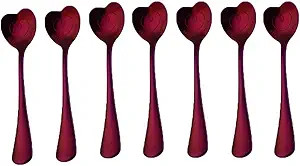 Stainless Steel Spoon Set 7 Pack, Heart Shaped Spoons, Coffee spoon，Dessert Spoon, Ice Cream Sp... | Amazon (US)