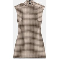 Zara - Plaid Short Jumpsuit With Loops - Ecru / Navy - M - Woman | Zara Canada