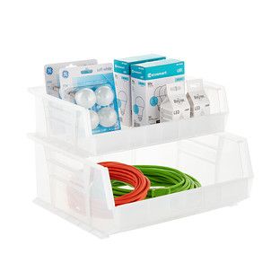 Utility Extra Wide Stackable Plastic Bins | The Container Store