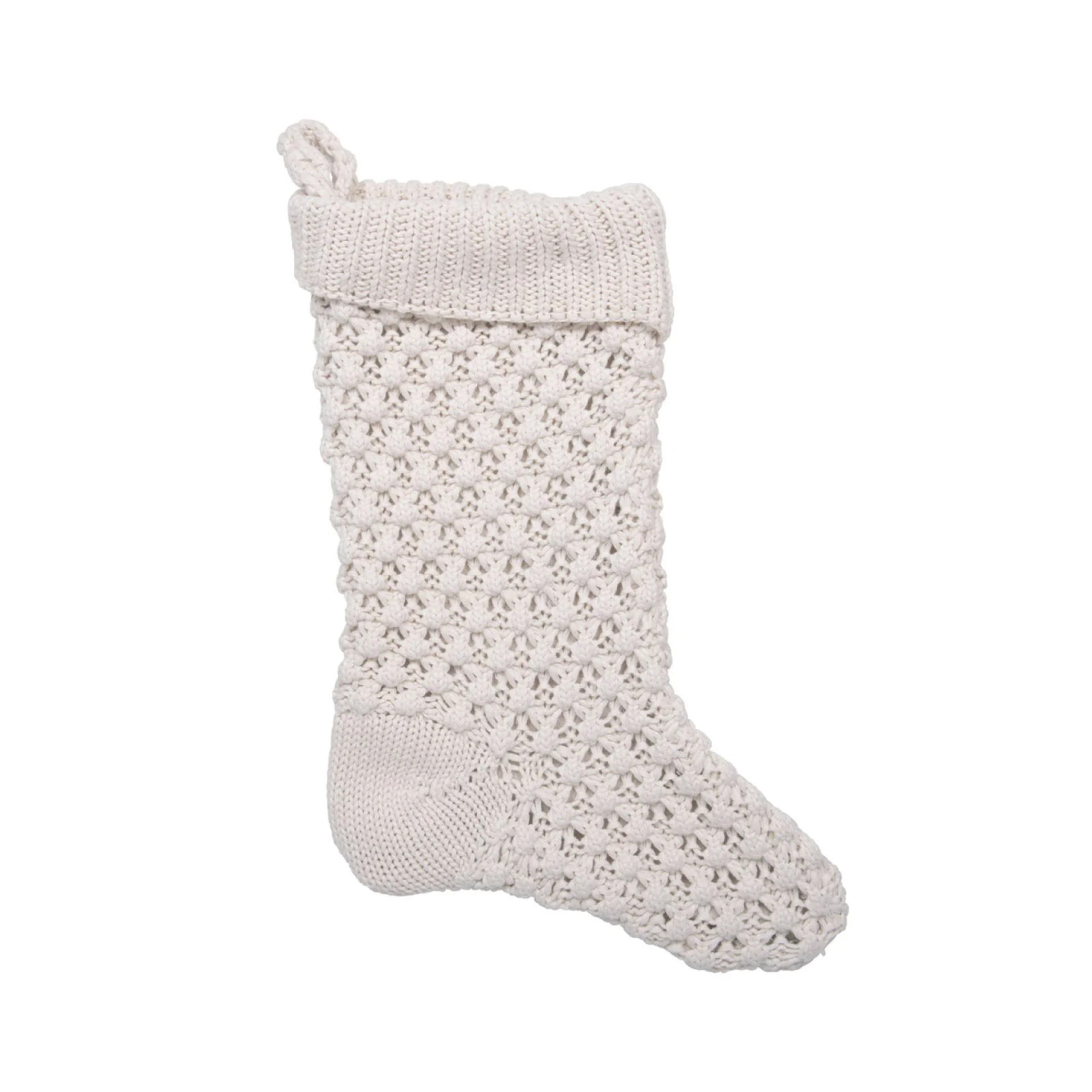 Cream Cotton Knit Stocking | Brooke and Lou