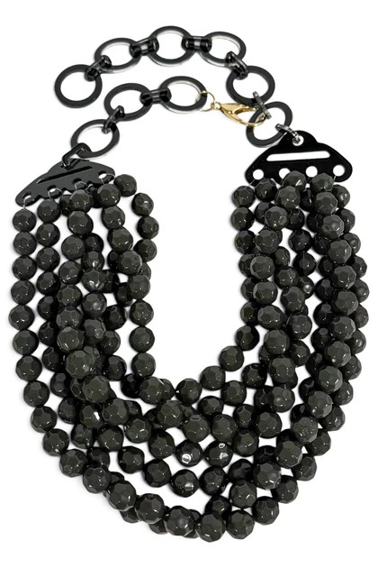 TWT\u00ae Laura Black Faceted Bead 7 Strand Necklace | The Willow Tree