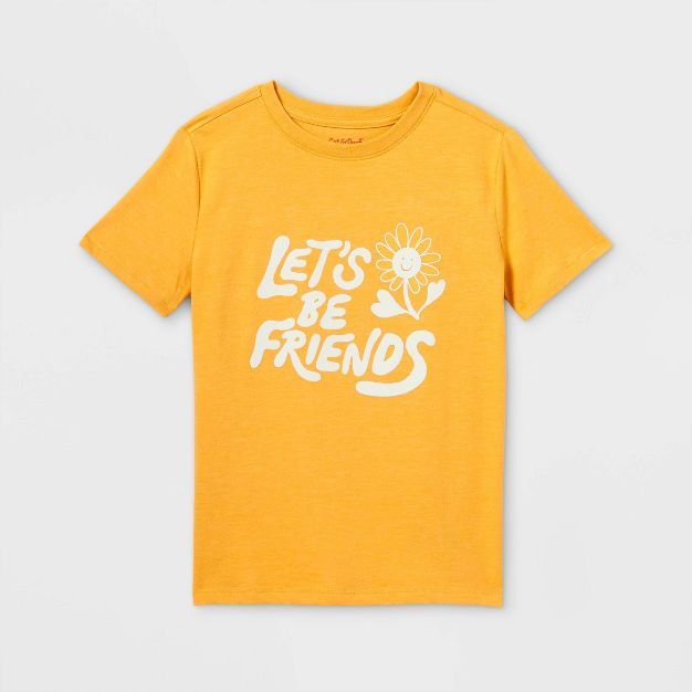 Boys' 'Let's Be Friends' Short Sleeve Graphic T-Shirt - Cat & Jack™ Mustard Yellow | Target