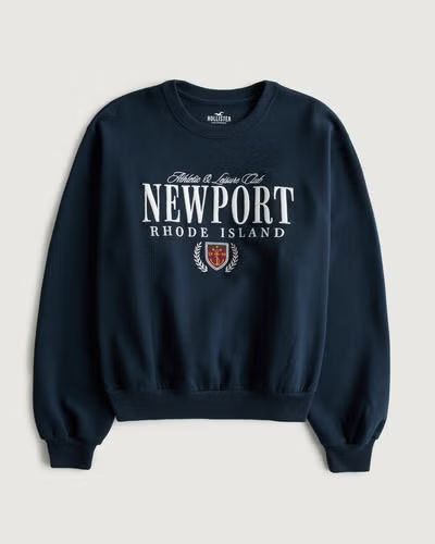 Oversized Newport Rhode Island Graphic Crew Sweatshirt | Hollister (US)
