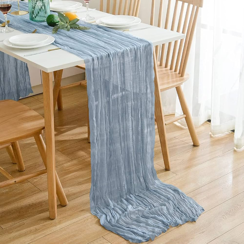Maliton Dusty Blue Cheesecloth Table Runner 13.3ft Baby Blue Table Runner 160 Inches Cheesecloth ... | Amazon (US)