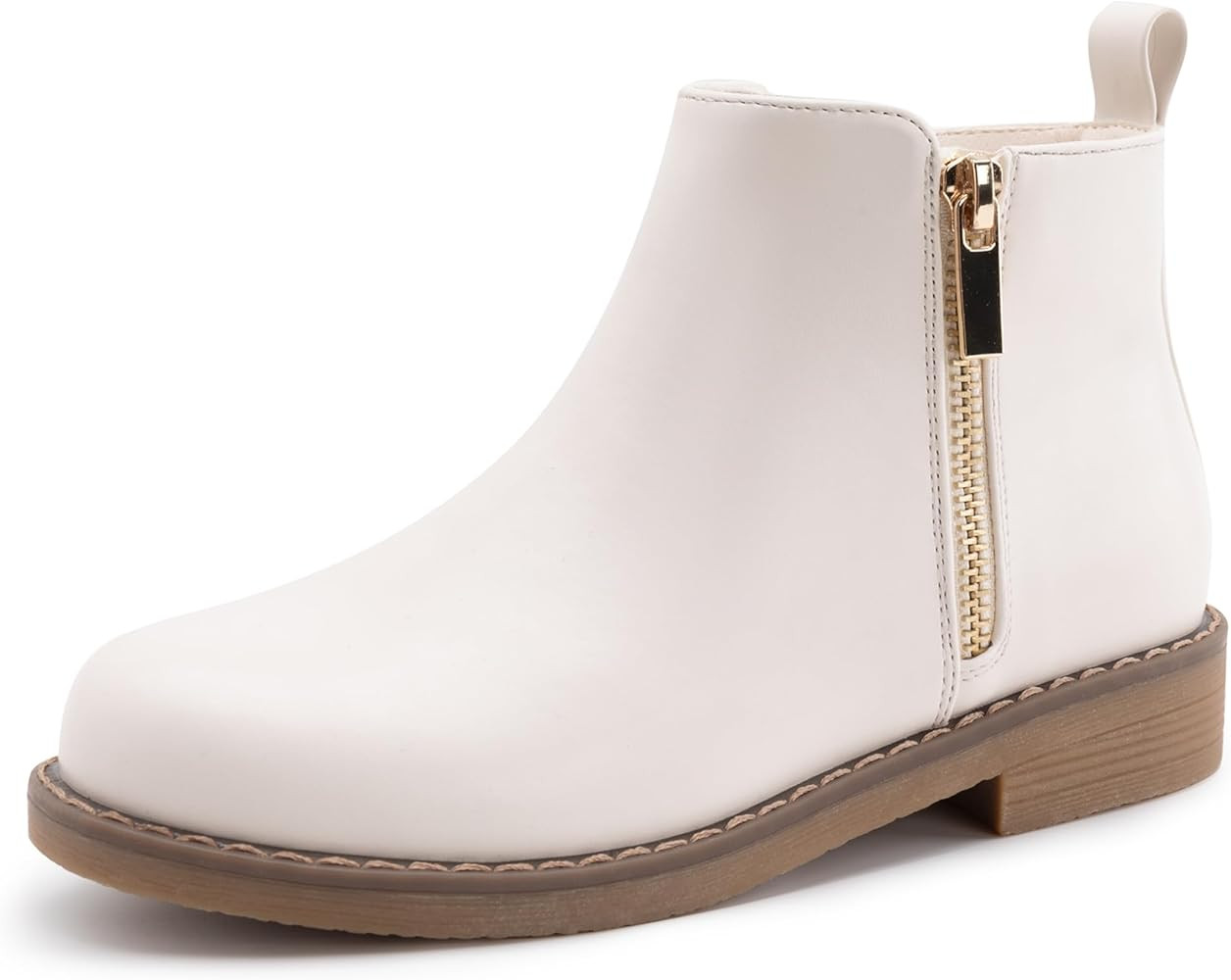 Athlefit Girls Ankle Boots Kids Side Zipper Low Heels Booties for Toddler Little Kid/Big Kid | Amazon (US)