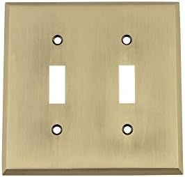 Nostalgic Warehouse 719699 New York Switch Plate with Double Toggle, Antique Brass | Amazon (US)