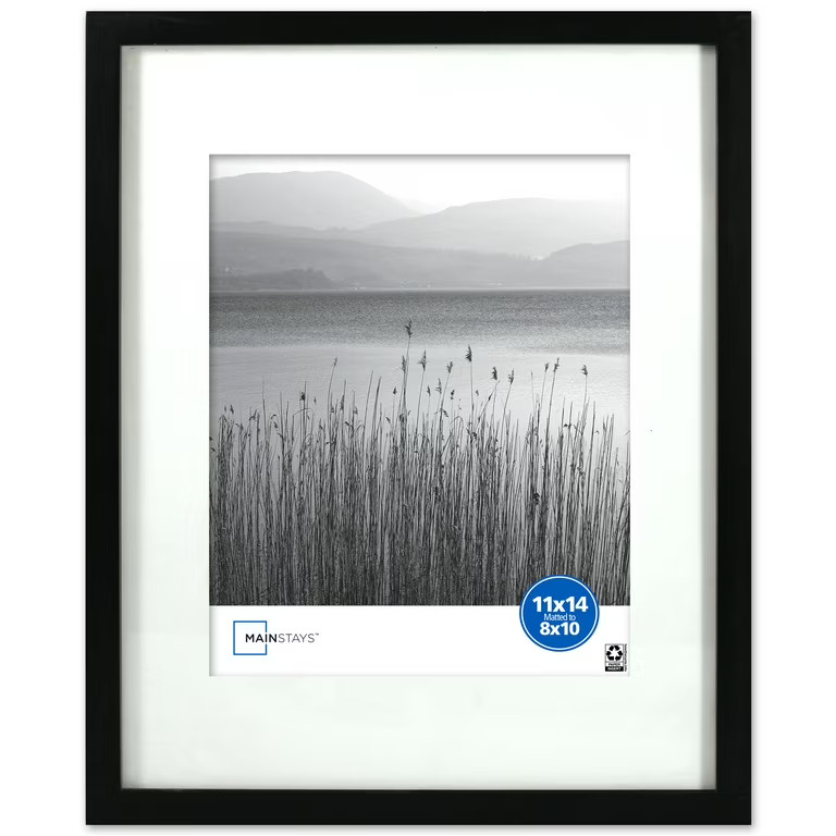 Mainstays 11x14 Matted to 8x10 Linear Gallery Wall Picture Frame, Black | Walmart (US)