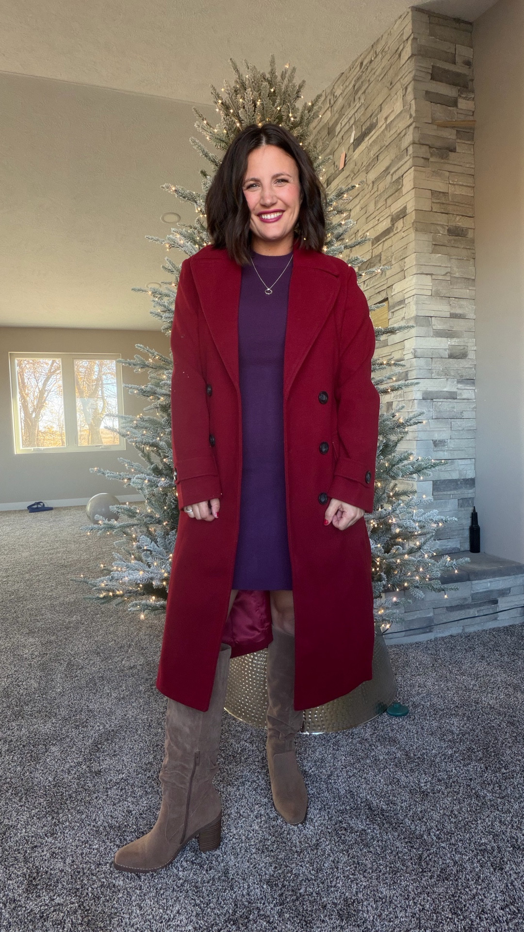 Holiday look on a budget! Loving this Walmart sweater dress and Amazon coat! 

#LTKMidsize #LTKFindsUnder50 #LTKPetite