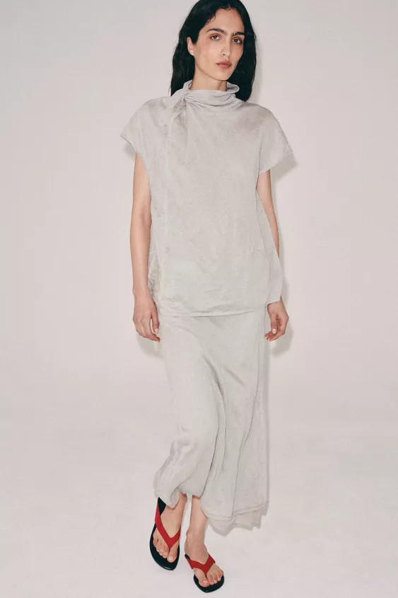 WRINKLED KNIT KNOT TOP | Zara US