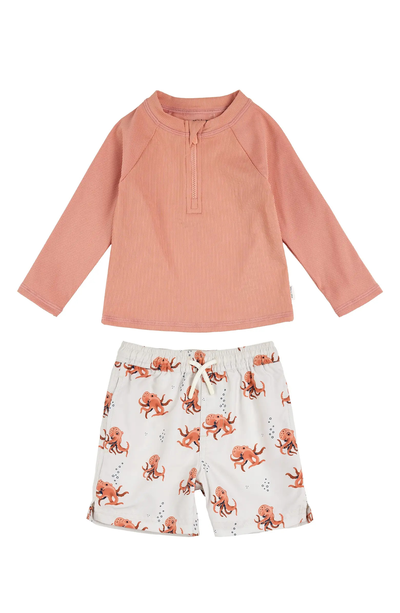 Rib Long Sleeve Two-Piece Rashguard Swimsuit | Nordstrom