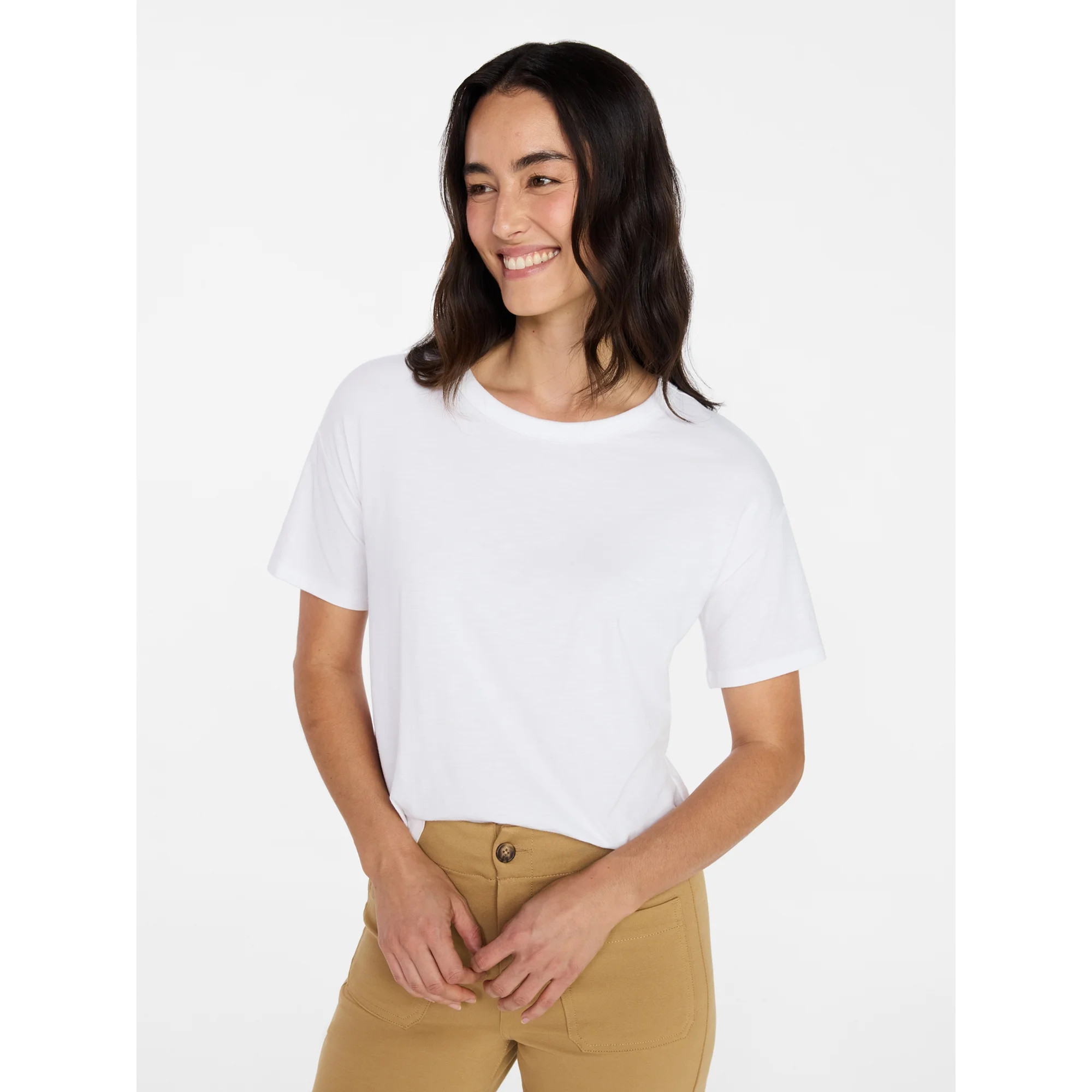 Time and Tru Women's Boxy Slub Tee with Short Sleeves, Sizes XS-XXXL | Walmart (US)