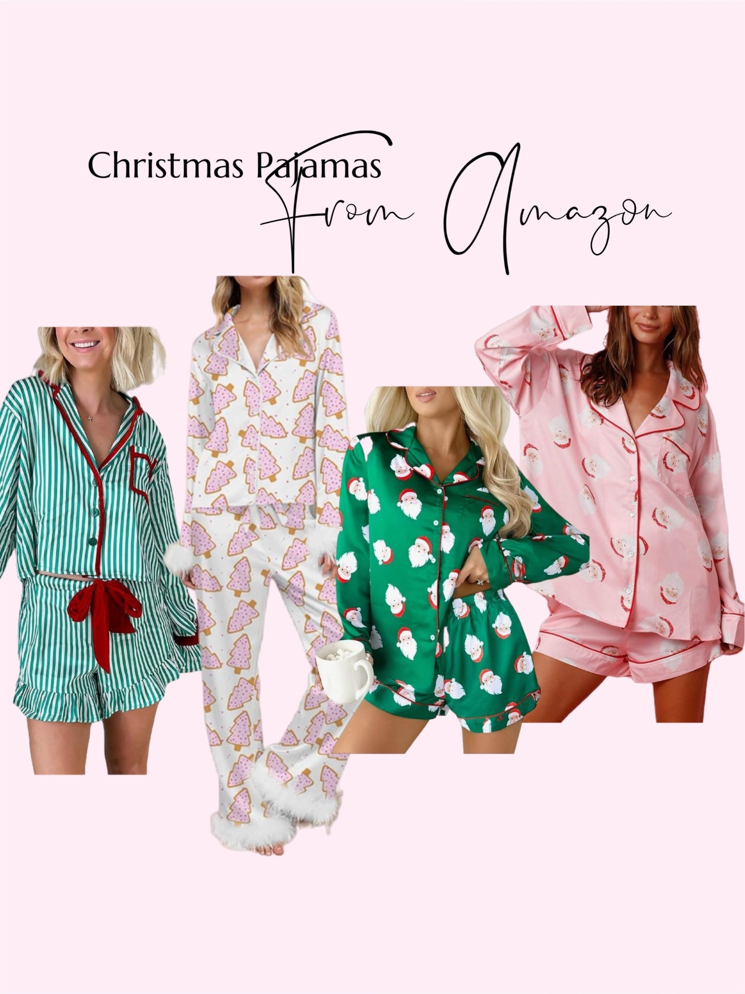 Christmas pajamas from Amazon. Women’s pajamas for Christmas, Amazon finds, cute pink pajamas 

#LTKSeasonal #LTKselfcare #LTKHoliday
