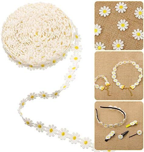 10 Yards Daisy Ribbon DIY Daisy Flower Trims Daisy Decorating Lace Trims Sun Flower DIY Ribbon La... | Amazon (US)