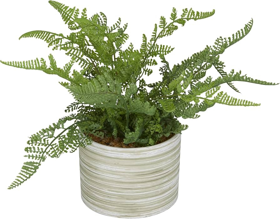 Deco 79 The Novogratz Faux Foliage Fern Artificial Plant with Realistic Leaves and Patterned Roun... | Amazon (US)