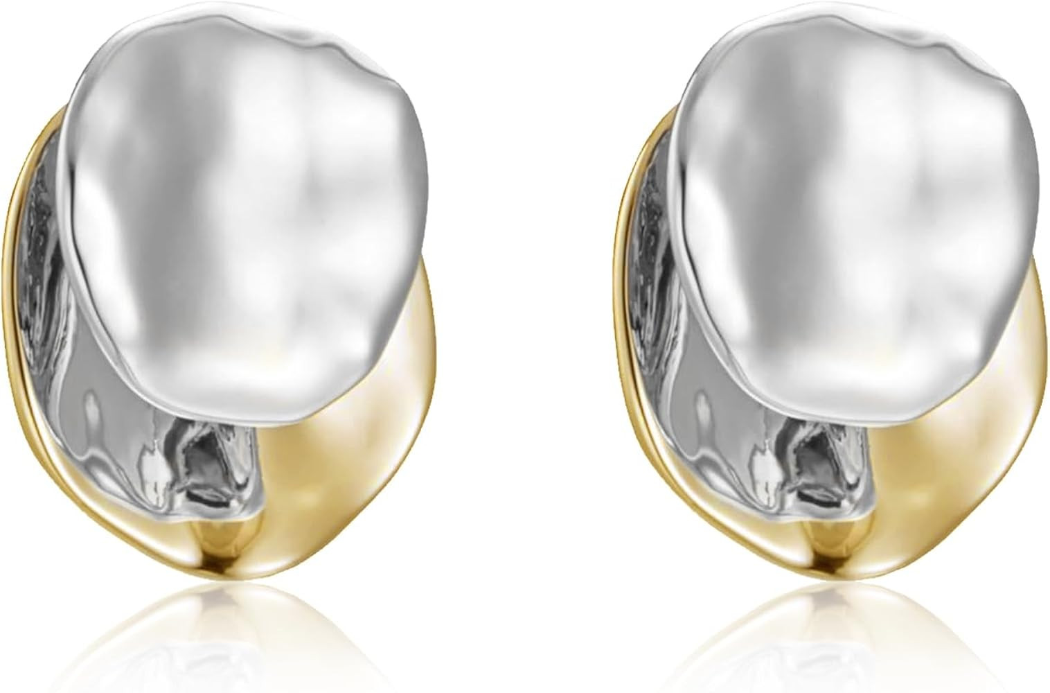 Gold and Silver Hoops Earrings,Two Tone Earrings for Women,Mix Color Chunky Studs,Hypoallergenic ... | Amazon (US)