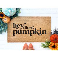 Hey There Pumpkin, Hello Pumpkin Doormat, Hi Door Mat, Funny Housewarming Gift, Fall Decor, Hallowee | Etsy (US)