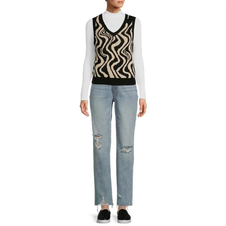 No Boundaries Women’s V-Neck Sweater Vest | Walmart (US)