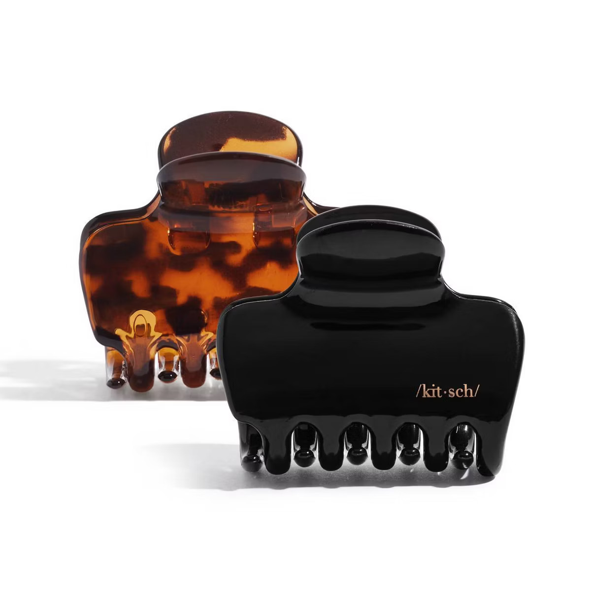 Kitsch Recycled Plastic Medium Puffy Claw Clips - 2pc - Black/Tortoise | Target