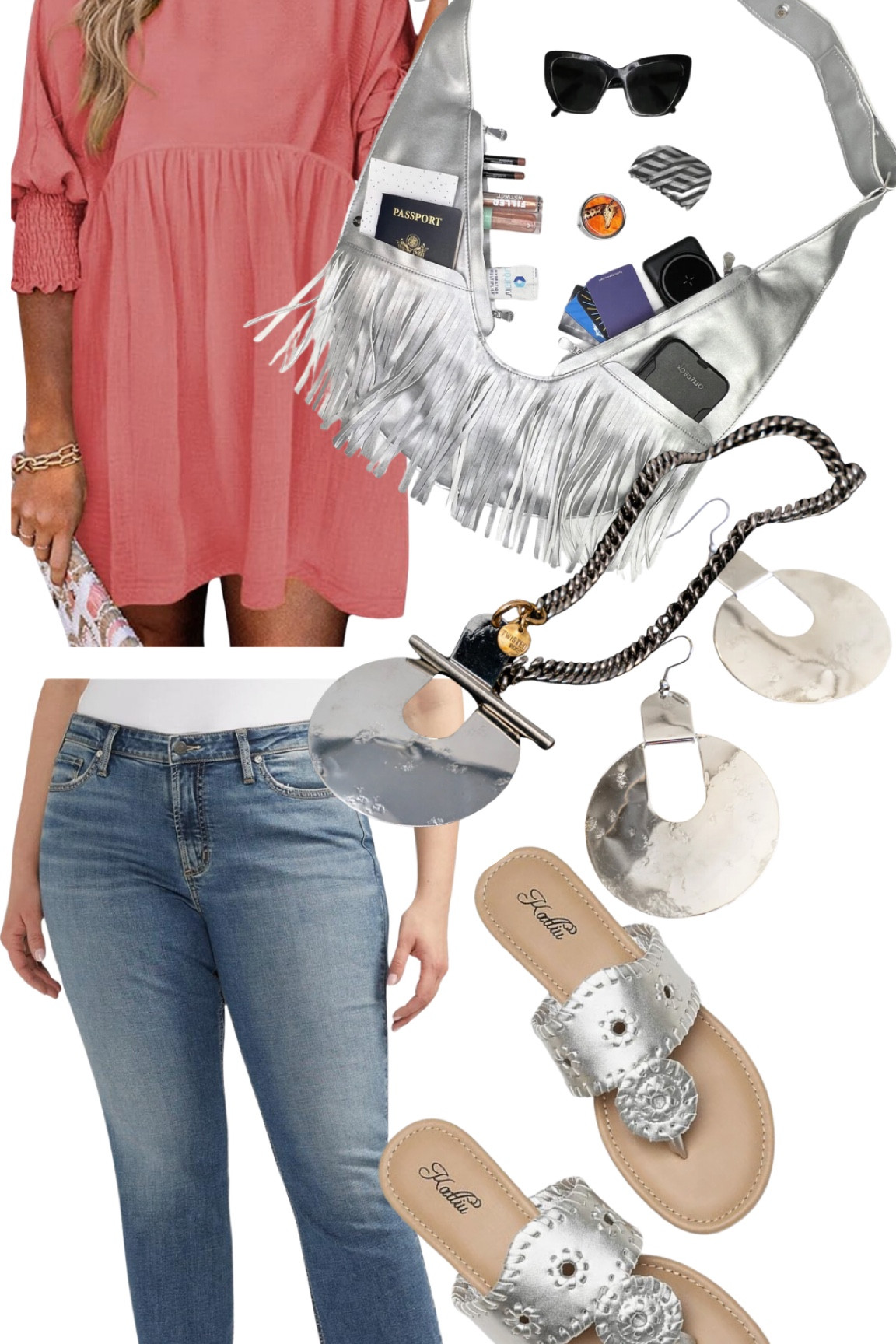 Pretty Spring blend of some fantastic Amazon finds, some gorgeous Twisted Silver treasures, and a Silver Metallic Sash Bag! Head to my instagram profile for the link to those in my Link Tree! I wear 16 plus short in the cropped jeans (I am 5’2” and weigh around 174. The shirt XXL … my bust is 44”. I want some room ;) 

#LTKplussize #LTKmidsize #LTKSeasonal