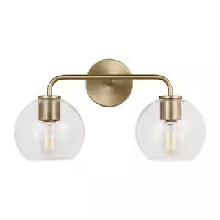 Generation Lighting Orley 17.5 in. 2-Light Satin Brass Modern Industrial Wall Bathroom Vanity Lig... | The Home Depot