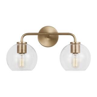 Generation Lighting Orley 17.5 in. 2-Light Satin Brass Modern Industrial Wall Bathroom Vanity Lig... | The Home Depot
