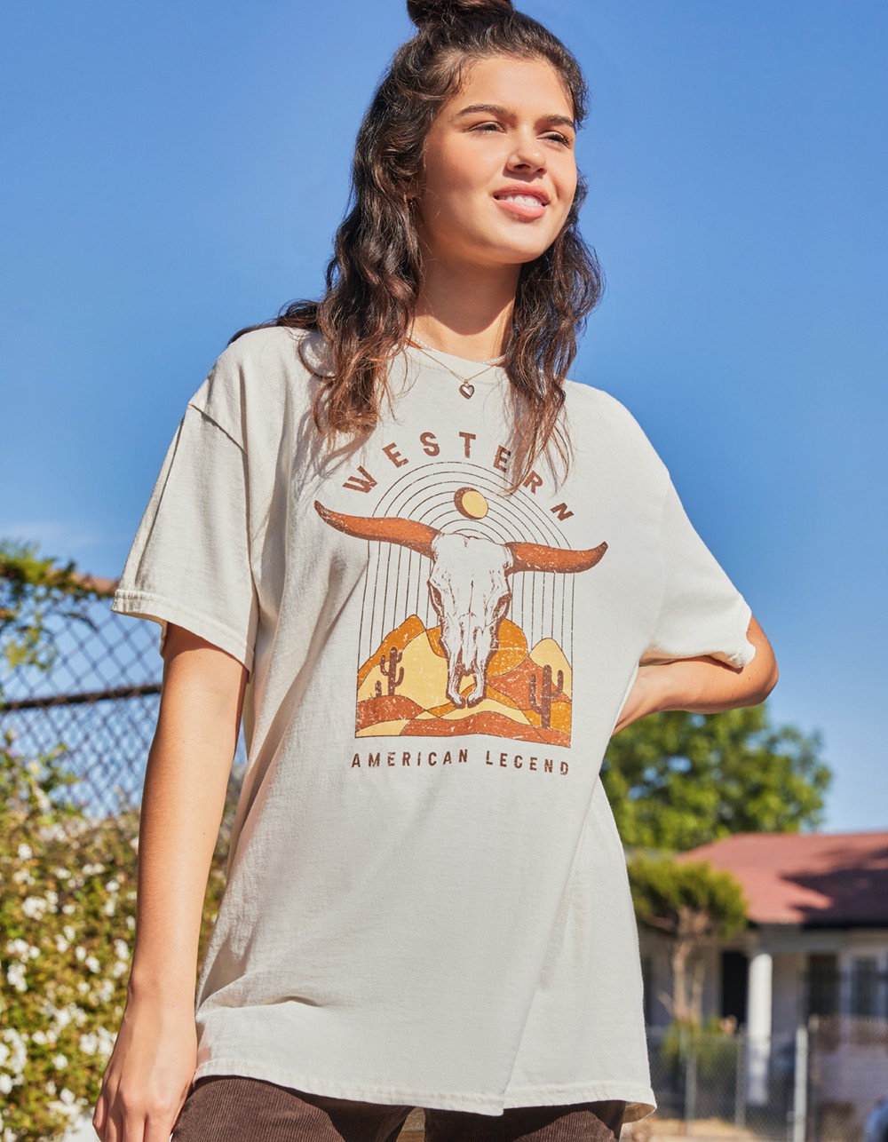 FULL TILT Western Horn Womens Oversized Tee - NATURAL | Tillys | Tillys