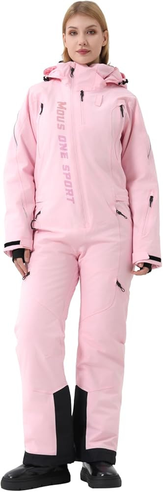 Women One Pieces Ski Suits Waterproof Warm Insulated Ski Jumpsuit Removable Hood Snowsuit for Sno... | Amazon (US)