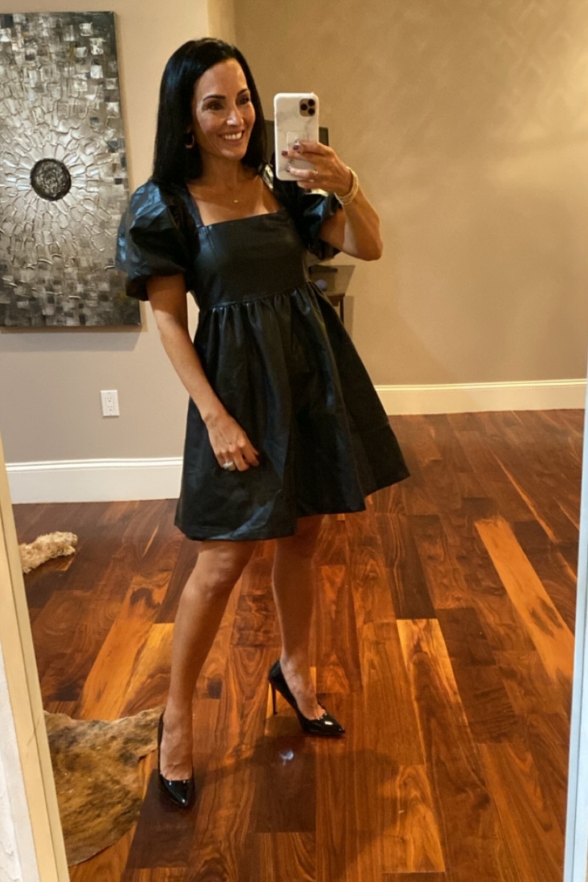 Puff sleeve black faux leather dress 


#LTKstyletip #LTKHoliday #LTKunder100
