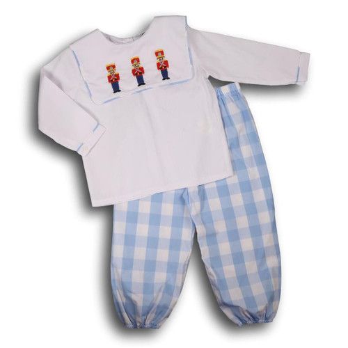 Blue Check Toy Soldier Pant Set | Cecil and Lou