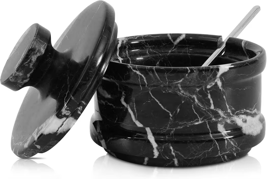 Radicaln Marble Salt Cellar with Lid 3.5" Inch Black Zebra Salt Box, Seasoning Container & Spice ... | Amazon (US)
