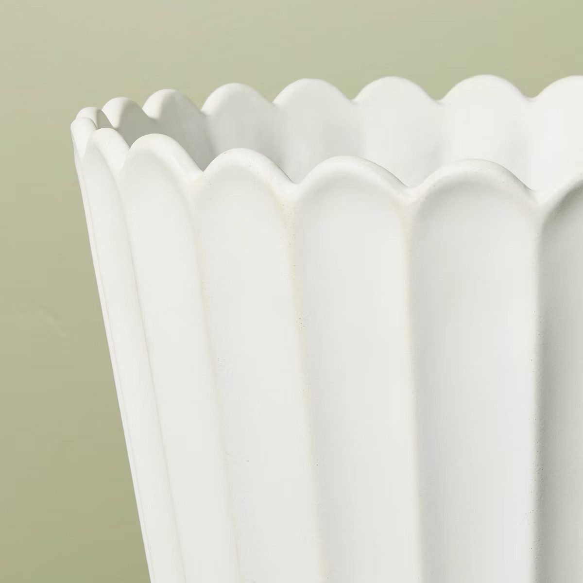 Scallop-Fluted Stoneware Outdoor Planter Pot with Saucer Cream - Hearth & Hand™ with Magnolia | Target