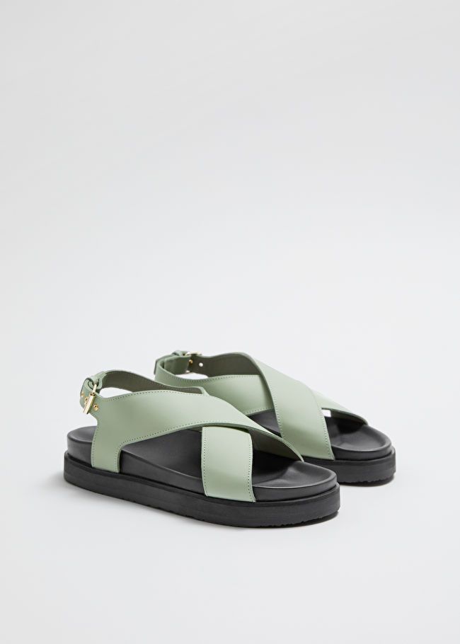 Criss-Cross Leather Sandals - Green - & Other Stories GB | & Other Stories (EU + UK)