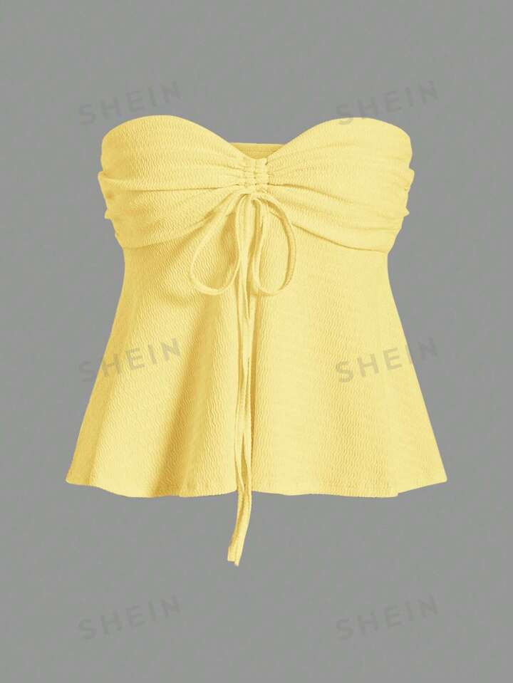 SHEIN EZwear Knitted Cute Vacation Leisure Women's Strapless Top4.86(1000+) | SHEIN