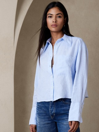 The Boxy Cropped Linen Shirt | Banana Republic (US)