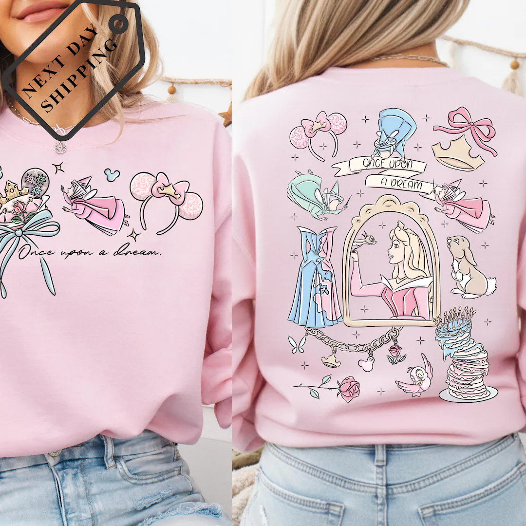 Comfort Colors® Sleeping Beauty Aurora Coquette Bow Sweatshirt, Disney Princess Fairy Tee, Magic... | Etsy (US)