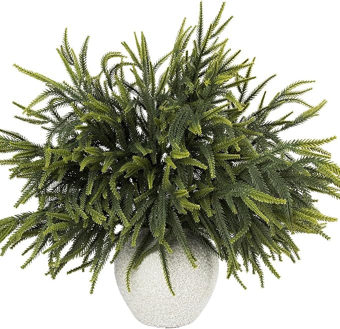 N&T NIETING 24" Christmas Norfolk Pine Branches, Real Touch Norfolk Pine Artificial Christmas Ste... | Amazon (US)