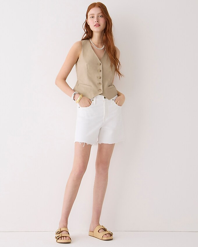 Midlength denim short in white | J. Crew US