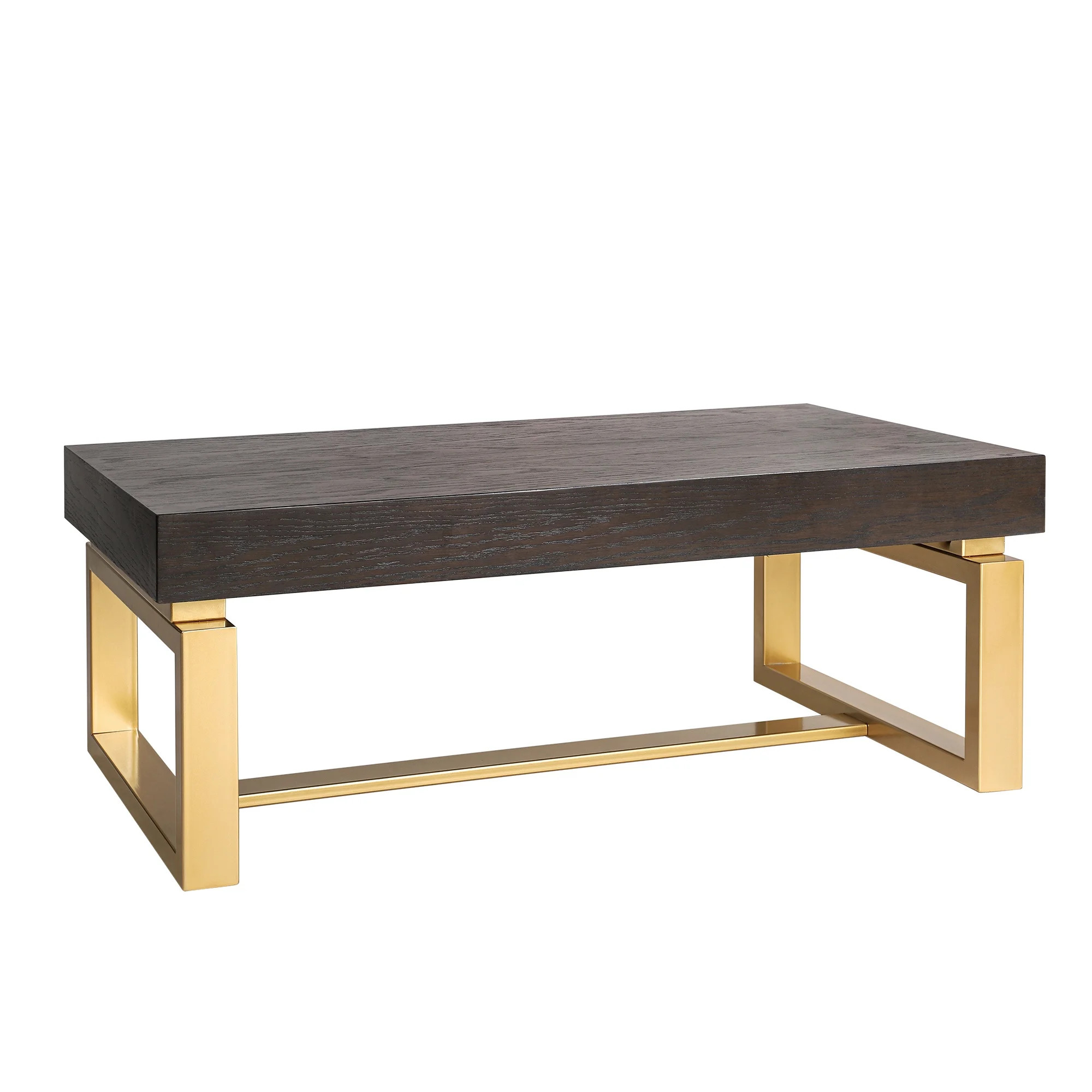 LALUZ Rectangle Rustic Wood Coffee Table Vintage Industrial Coffe Table with Gold Leg | Walmart (US)