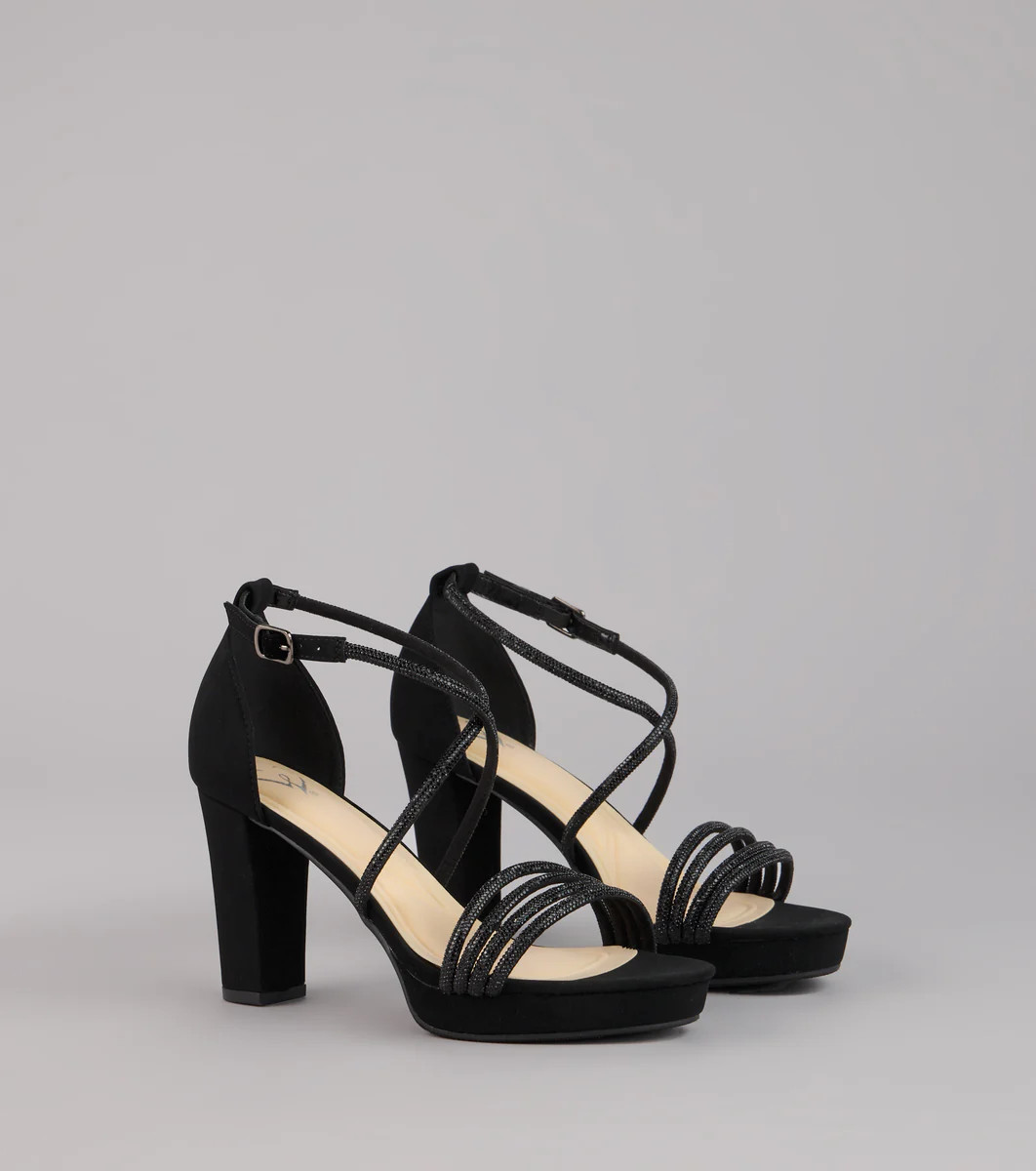 Glow Getter Rhinestone Block Heels | Windsor Stores