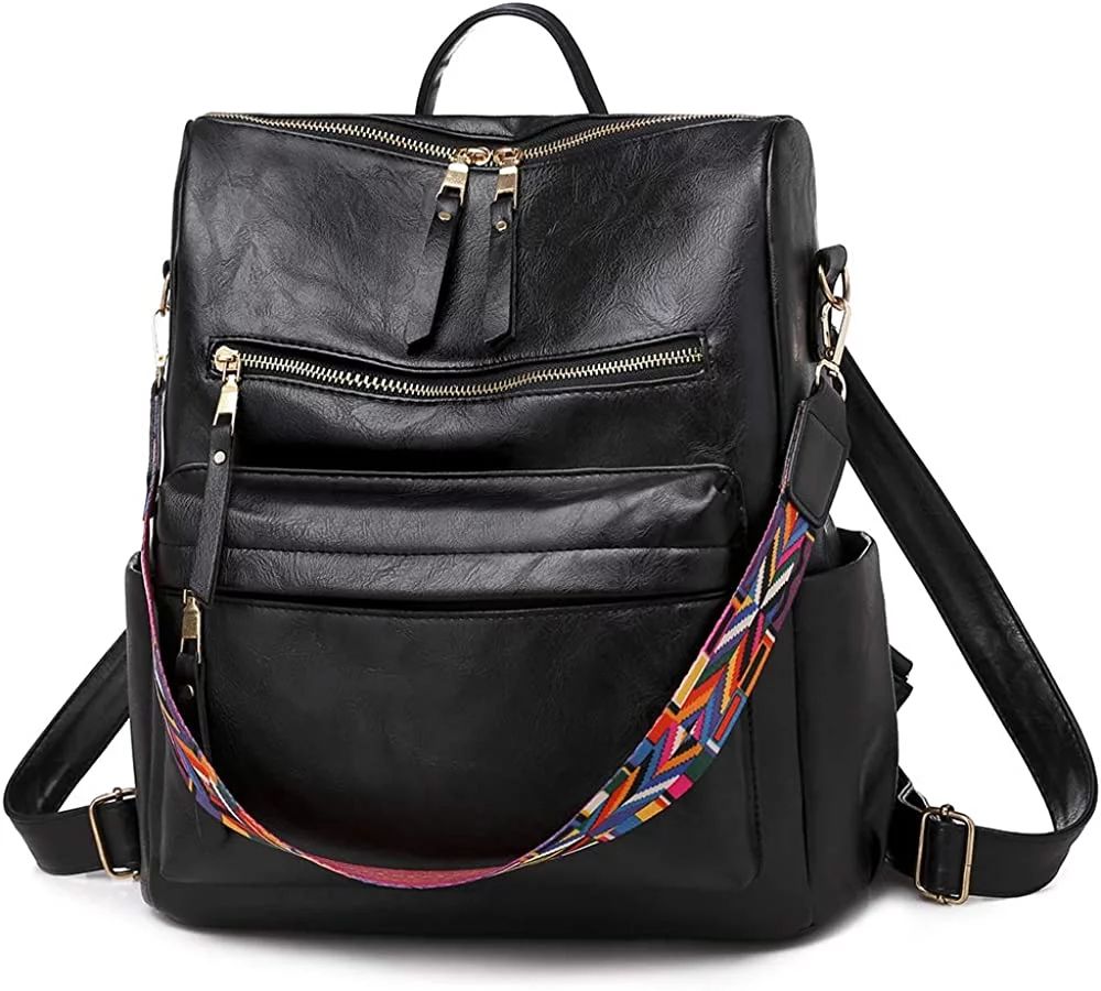 Women PU Leather Backpack Purse Convertible Ladies Fashion Casual Travel Large School Shoulder Ba... | Walmart (US)